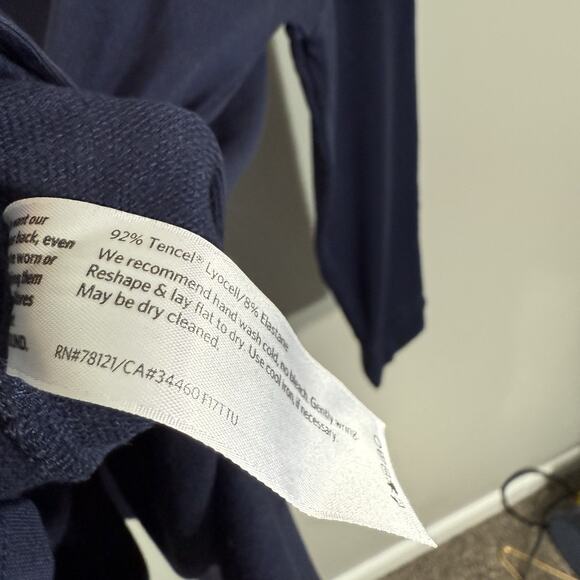 Eileen Fisher Mock Neck Long Sleeve Tunic Navy Blue Tencel Size M Longsleeves - Picture 5 of 6